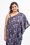 Buy_Mamicha_Black Satin, Crepe Beads Asymmetric Printed Puzzle Co-ord Set 