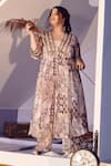 Buy_Mamicha_Off White Georgette Embroidery V-neck Retro 3 Piece Co-ord Set _Online_at_Aza_Fashions