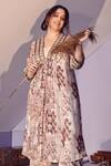 Mamicha_Off White Georgette Embroidery V-neck Retro 3 Piece Co-ord Set _at_Aza_Fashions