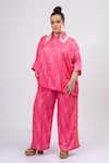 Buy_Mamicha_Pink Satin, Crepe Beads, Lace Collared Co-ord Set _at_Aza_Fashions
