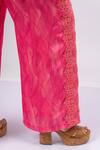 Mamicha_Pink Satin, Crepe Beads, Lace Collared Co-ord Set _at_Aza_Fashions
