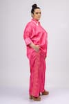 Shop_Mamicha_Pink Satin, Crepe Beads, Lace Collared Co-ord Set 