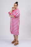 Buy_Mamicha_Pink Satin, Crepe Collared Striped Shirt Dress _Online_at_Aza_Fashions