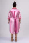 Shop_Mamicha_Pink Satin, Crepe Collared Striped Shirt Dress _at_Aza_Fashions