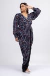 Mamicha_Black Georgette Beads V-neck Designer Dress _Online_at_Aza_Fashions