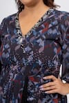 Mamicha_Black Georgette Beads V-neck Designer Dress _at_Aza_Fashions