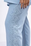 Shop_Mamicha_Blue Crepe Tassels, Embroidery, Lace Collared Ice Co-ord Set 