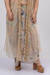 Mamicha_Beige Georgette Embroidery Scoop Neck Vintage Skirt Cape Co-ord Set _Online_at_Aza_Fashions