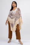 Mamicha_Off White Georgette Wind Shadow Cape Co-ord Set _at_Aza_Fashions