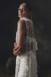 Buy_Nikhil Thampi_White Beads Sweetheart Neck Pre-draped Saree Set _Online_at_Aza_Fashions