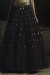 Nikhil Thampi_Brown Beads Halter Neck Cocoa Lehenga Set _Online_at_Aza_Fashions