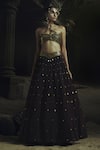 Buy_Nikhil Thampi_Brown Beads Halter Neck Cocoa Lehenga Set _at_Aza_Fashions