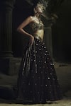 Shop_Nikhil Thampi_Brown Beads Halter Neck Cocoa Lehenga Set _at_Aza_Fashions