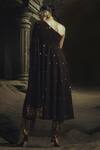 Shop_Nikhil Thampi_Brown Beads Asymmetric Cocoa Anarkali Set With Gold Embroidery _at_Aza_Fashions