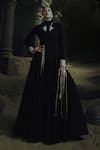 Buy_Nikhil Thampi_Black Embroidery High Neck Kundan Embellished Anarkali _at_Aza_Fashions