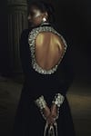 Shop_Nikhil Thampi_Black Embroidery High Neck Kundan Embellished Anarkali _at_Aza_Fashions