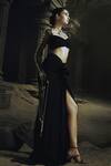 Shop_Nikhil Thampi_Black Off-shoulder Draped Skirt And Blouse Set 