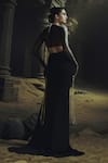 Shop_Nikhil Thampi_Black Off-shoulder Draped Skirt And Blouse Set _at_Aza_Fashions