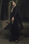 Buy_Nikhil Thampi_Black Georgette Embroidery V-neck Kaftan And Pant Set _Online_at_Aza_Fashions