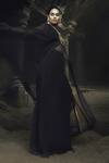 Shop_Nikhil Thampi_Black Georgette Embroidery V-neck Kaftan And Pant Set _at_Aza_Fashions
