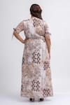 Shop_Mamicha_Off White Georgette Embroidery V-neck Printed Dress _at_Aza_Fashions