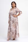Shop_Mamicha_Off White Georgette Embroidery V-neck Printed Dress _Online_at_Aza_Fashions