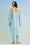 Shop_Anantaa By Roohi_Blue Embroidery Round Neck Chanderi Kurta Set _at_Aza_Fashions