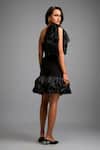 Shop_Deepika Arora_Black Roma Asymmetric, One Shoulder Designer Top And Skirt Set _at_Aza_Fashions