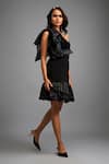 Buy_Deepika Arora_Black Roma Asymmetric, One Shoulder Designer Top And Skirt Set _Online_at_Aza_Fashions
