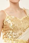 Buy_Samyukta Singhania_Off White Chinon Sequins Sweetheart Neck Golden Embellished Saree Set 