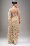 Shop_Kalighata_Gold Sequins, Embroidery V-neck Midaas Saree Set _at_Aza_Fashions