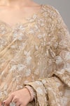 Shop_Kalighata_Gold Sequins, Embroidery V-neck Midaas Saree Set _Online_at_Aza_Fashions