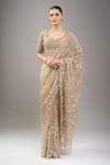 Buy_Kalighata_Gold Beads, Embroidery, Sequins V-neck Midaas Saree Set _Online_at_Aza_Fashions