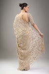 Shop_Kalighata_Gold Beads, Embroidery, Sequins V-neck Midaas Saree Set _at_Aza_Fashions