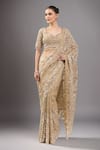 Buy_Kalighata_Gold Beads, Embroidery, Sequins V-neck Midaas Saree Set _at_Aza_Fashions