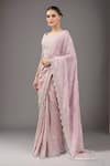 Buy_Kalighata_Purple Beads Round Neck Lilac Marbella Saree Set _at_Aza_Fashions