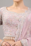 Buy_Kalighata_Purple Beads Round Neck Lilac Marbella Saree Set _Online_at_Aza_Fashions