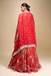 Shop_Anushree Reddy_Red Sequins Square Neck Floral Print Mahi Cape Set _at_Aza_Fashions
