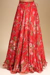 Buy_Anushree Reddy_Red Sequins Square Neck Floral Print Mahi Cape Set 