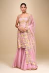 Buy_Anushree Reddy_Pink Embroidery Square Neck Malaika Sharara Set _at_Aza_Fashions