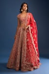 Buy_Kalighata_Red Tassels, Sequins, Embroidery Sweetheart Neck Mushafir Bridal Lehenga Set _Online_at_Aza_Fashions