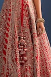 Buy_Kalighata_Red Tassels, Sequins, Embroidery Sweetheart Neck Mushafir Bridal Lehenga Set 