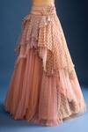Tarun Tahiliani_Pink Embroidery V-neck Layered Lehenga Set With Drape_Online_at_Aza_Fashions