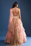 Shop_Tarun Tahiliani_Pink Embroidery V-neck Layered Lehenga Set With Drape_at_Aza_Fashions