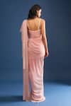 Shop_Tarun Tahiliani_Pink Tulle Sequins, Crystals Sweetheart Neck Crinkle Draped Saree And Blouse _at_Aza_Fashions