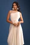 Buy_Tarun Tahiliani_Ivory Beads Placement Embroidered Draped Dress _Online_at_Aza_Fashions