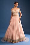 Buy_Tarun Tahiliani_Pink Embroidery Off-shoulder Blush Corset Lehenga Set _at_Aza_Fashions