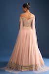 Shop_Tarun Tahiliani_Pink Embroidery Off-shoulder Blush Corset Lehenga Set _at_Aza_Fashions