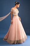 Tarun Tahiliani_Pink Embroidery Off-shoulder Blush Corset Lehenga Set _Online_at_Aza_Fashions