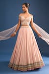 Shop_Tarun Tahiliani_Pink Embroidery Off-shoulder Blush Corset Lehenga Set _Online_at_Aza_Fashions